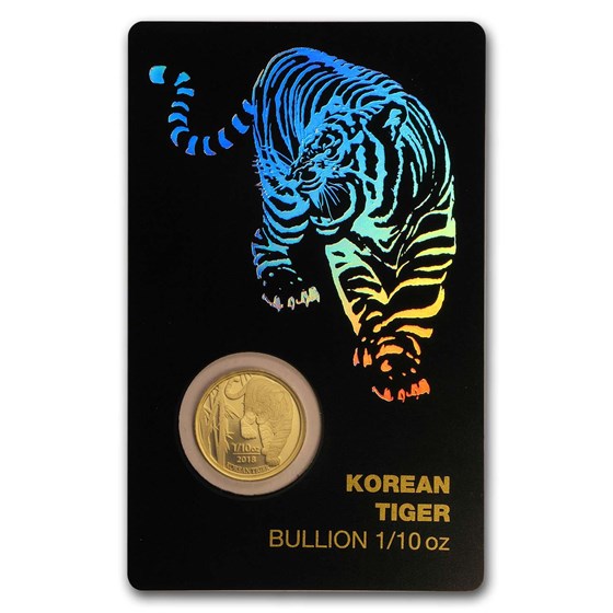 2018 South Korea 1/10 oz Gold Tiger BU (in Assay card) 2018 South Korea 1/10 oz Gold Tiger BU (in Assay card)